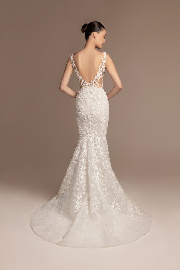 Romantic And Elegant Floral Embroidered Fit-and-Flare Wedding Dress With Open Back by Tony Ward - Image 2