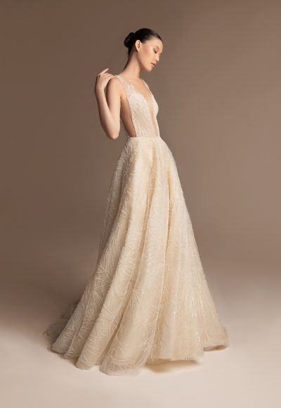 Contemporary Floral Embellished A-Line Wedding Dress by Tony Ward