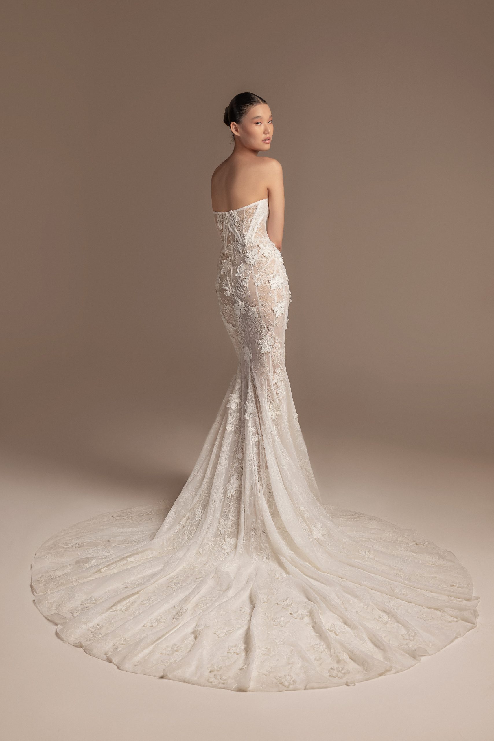 Edgy And Romantic Lace Fit-and-Flare Wedding Dress With Corset Bodice by Tony Ward - Image 2