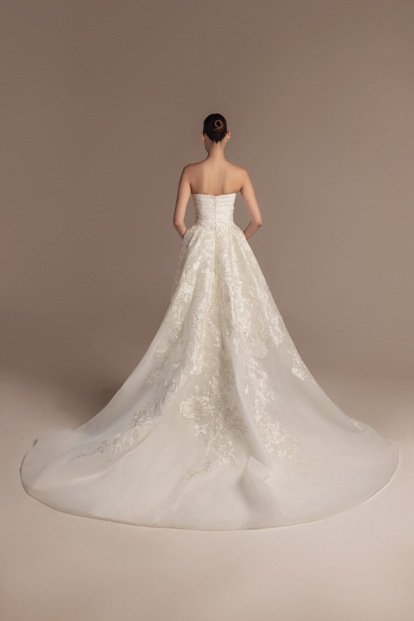 Sleek And Romantic Fit-and-Flare Wedding Dress With Tulle Overskirt by Tony Ward - Image 2