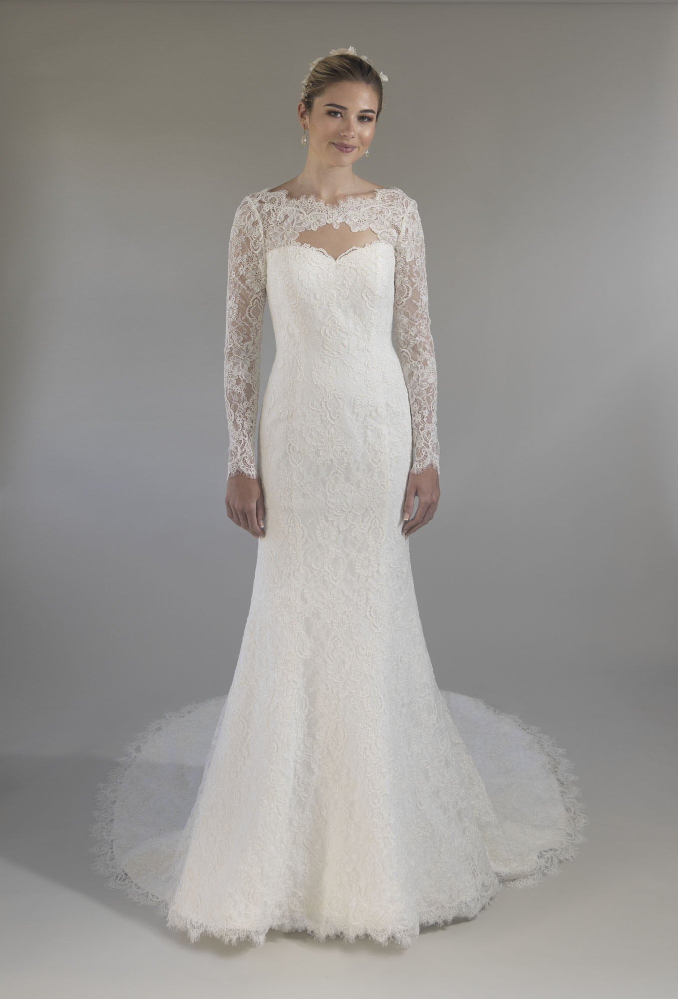 Elegant And Traditional Long Sleeve Lace Fit-and-Flare Wedding Dress With by Augusta Jones - Image 1