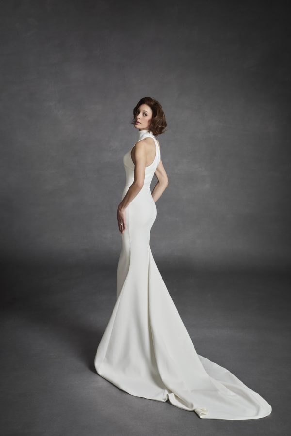 Chic And Simple High-Neck Fit-and-Flare Wedding Dress by Jaclyn Whyte - Image 2