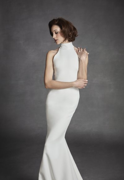 Chic And Simple High-Neck Fit-and-Flare Wedding Dress by Jaclyn Whyte