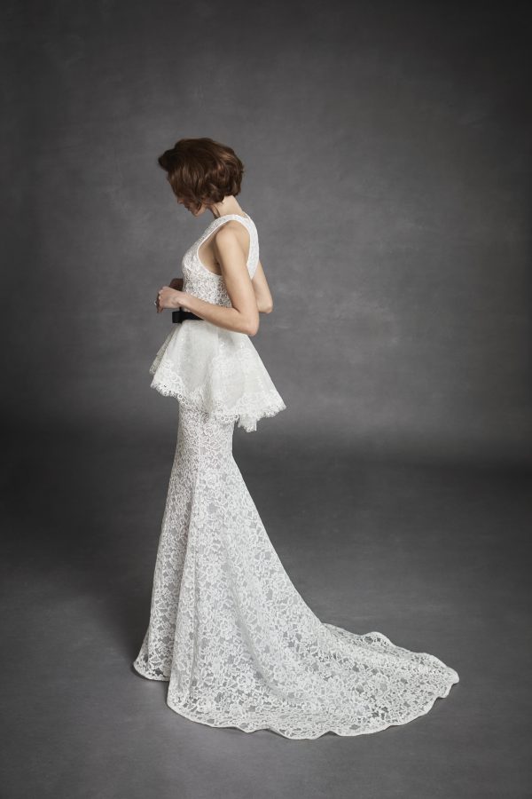 Chic And Romantic Lace Fit-and-Flare Wedding Dress With Detachable Peplum by Jaclyn Whyte - Image 2