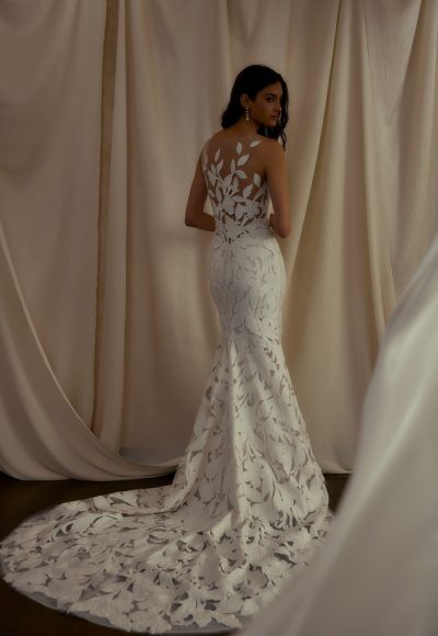 Romantic And Sophisticated Floral Fit-and-Flare Wedding Dress With Illusion Back by Enaura Bridal - Image 2