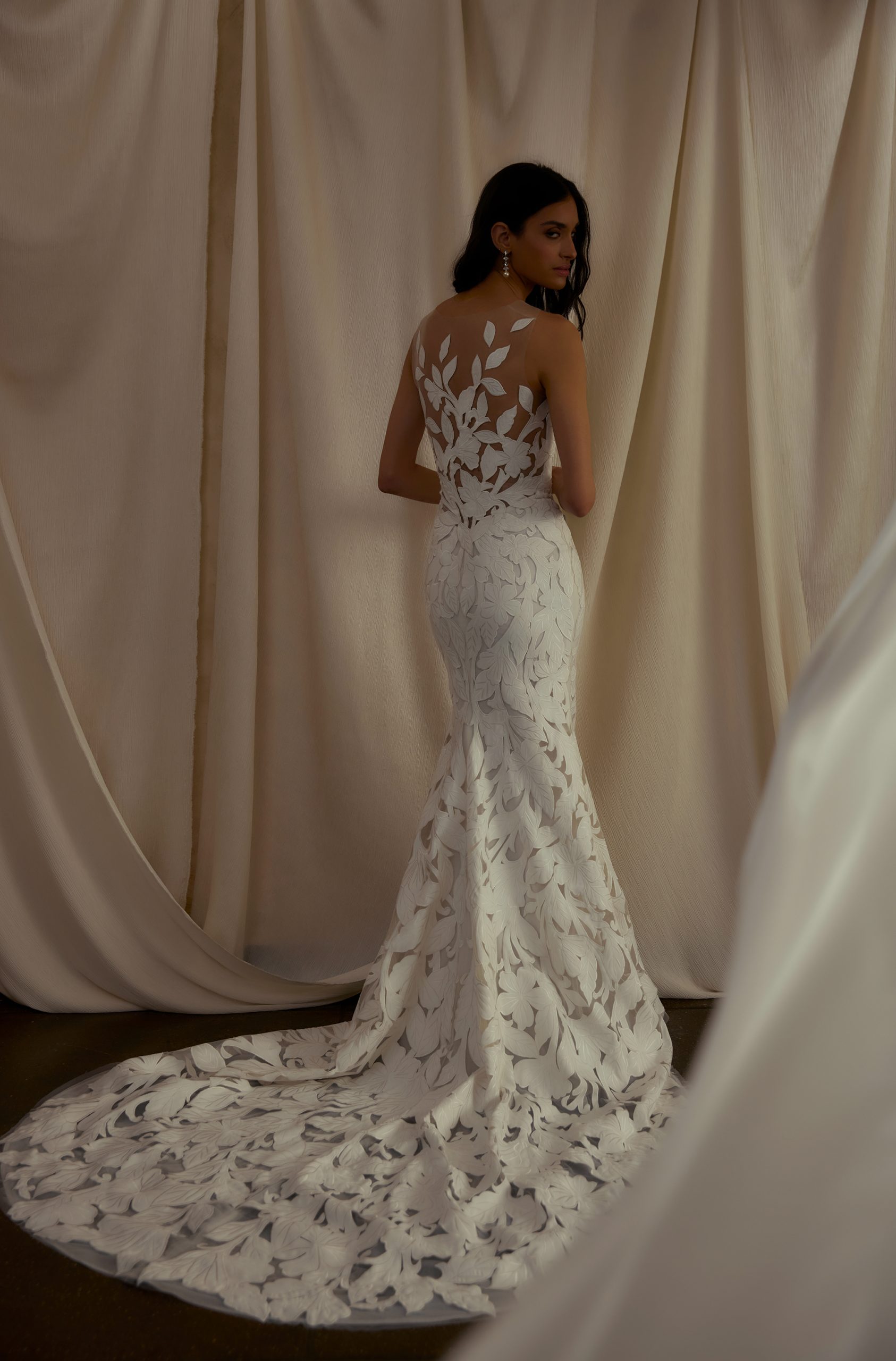 Romantic And Sophisticated Floral Fit-and-Flare Wedding Dress With Illusion Back by Enaura Bridal - Image 2