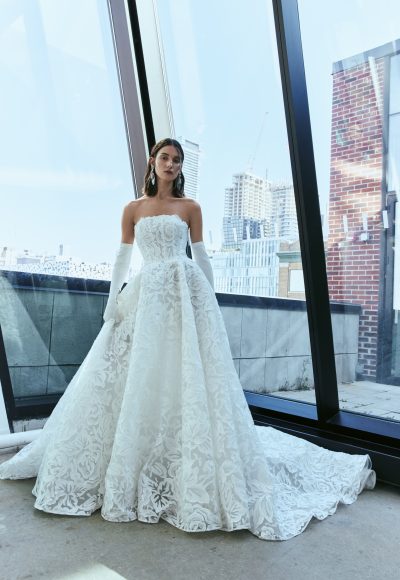 Chic And Romantic Strapless Floral Ball Gown by Rivini