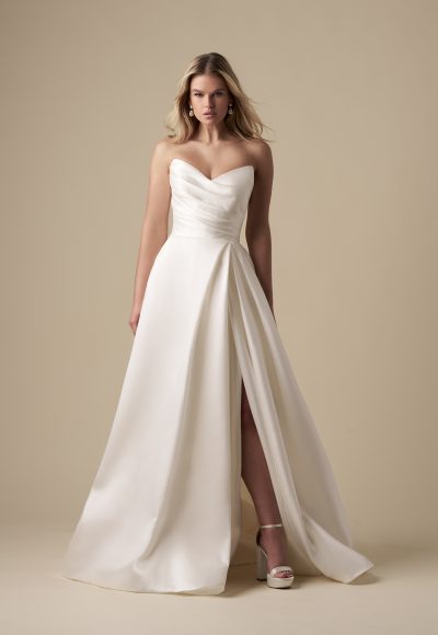 Chic And Timeless Strapless A-Line Wedding Dress With Slit by The Kleinfeld Collection