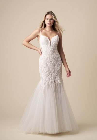 Romantically Embellished Lace Fit-and-Flare Wedding Dress With Open Back by The Kleinfeld Collection