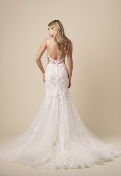 Romantically Embellished Lace Fit-and-Flare Wedding Dress With Open Back by Kleinfeld Collection - Image 3