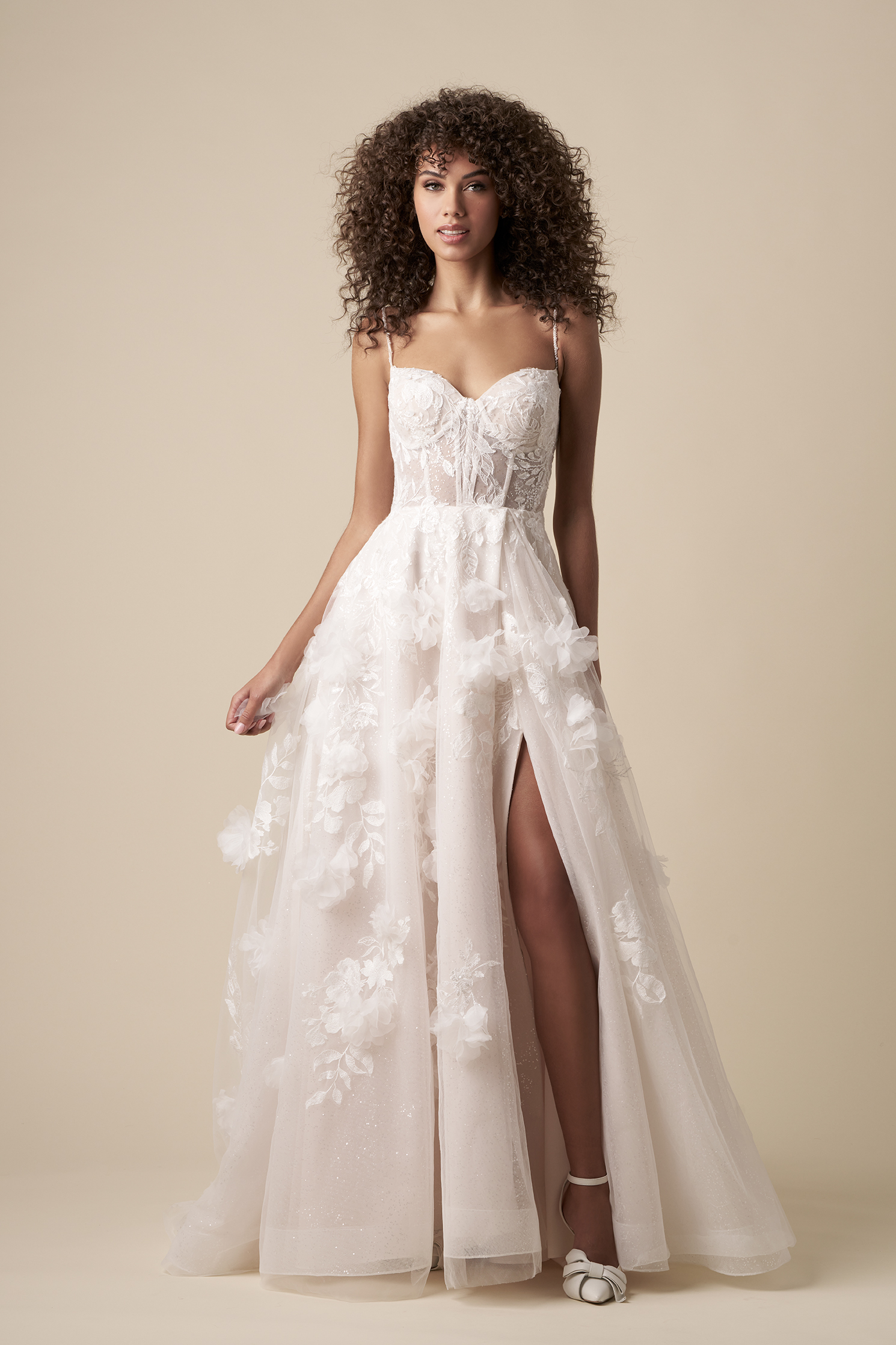 Modern And Romantic 3D Floral A-Line Wedding Dress by The Kleinfeld Collection - Image 1