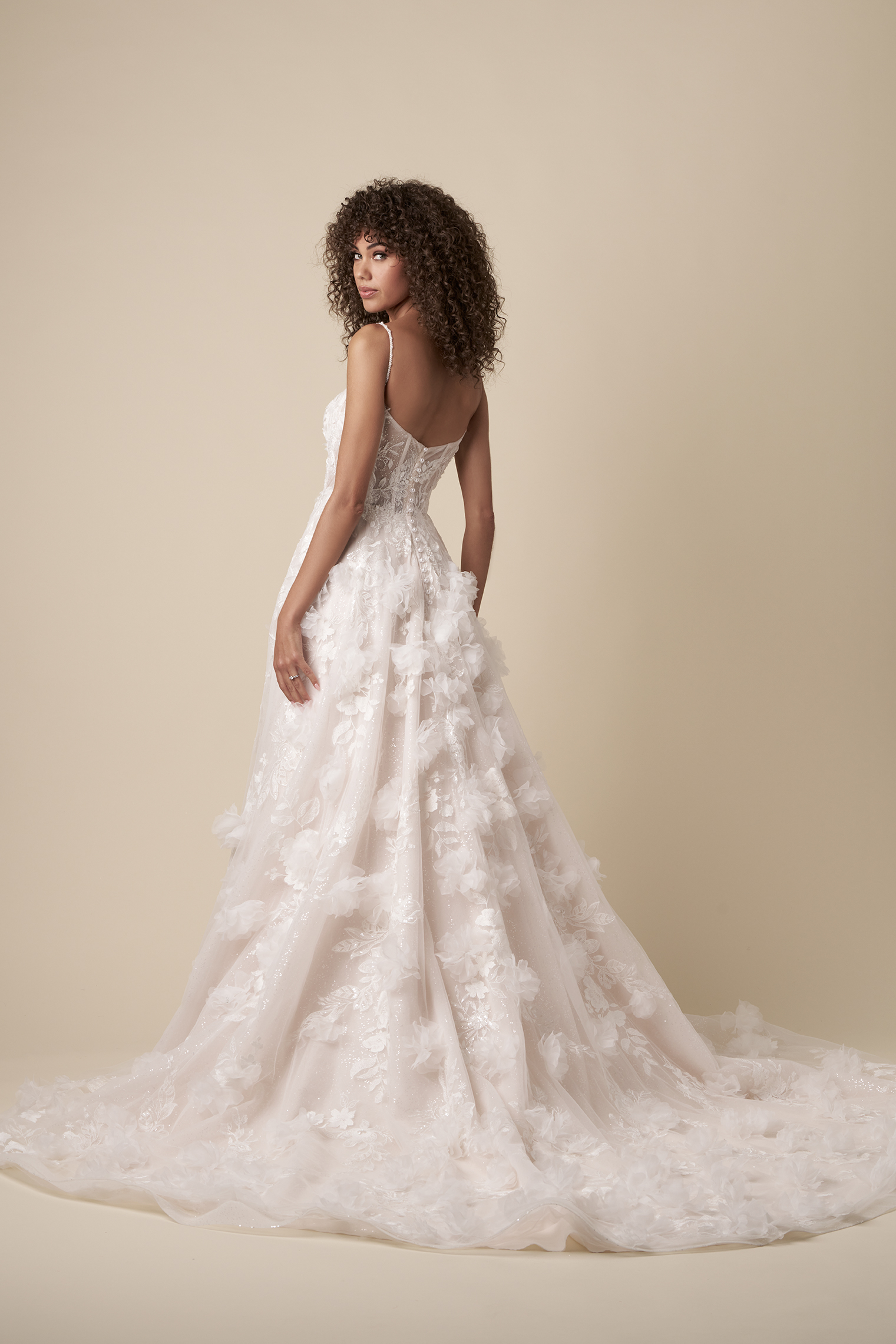 Modern And Romantic 3D Floral A-Line Wedding Dress by The Kleinfeld Collection - Image 3