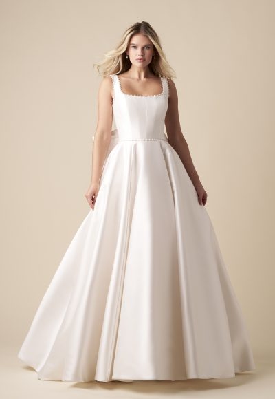 Timeless And Simple Square-Neck Ball Gown With Bow by The Kleinfeld Collection