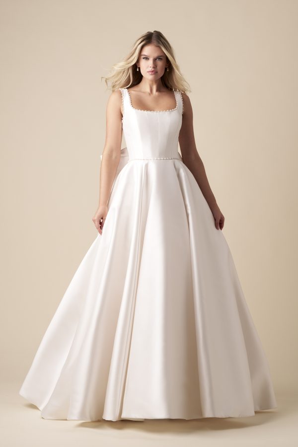 Timeless And Simple Square-Neck Ball Gown With Bow by Kleinfeld Collection - Image 1