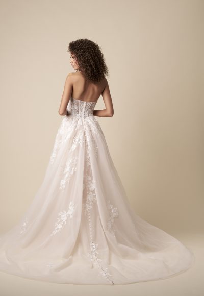 Romantic And Ethereal Strapless Tulle A-Line Wedding Dress With Buttons by Kleinfeld Collection - Image 3