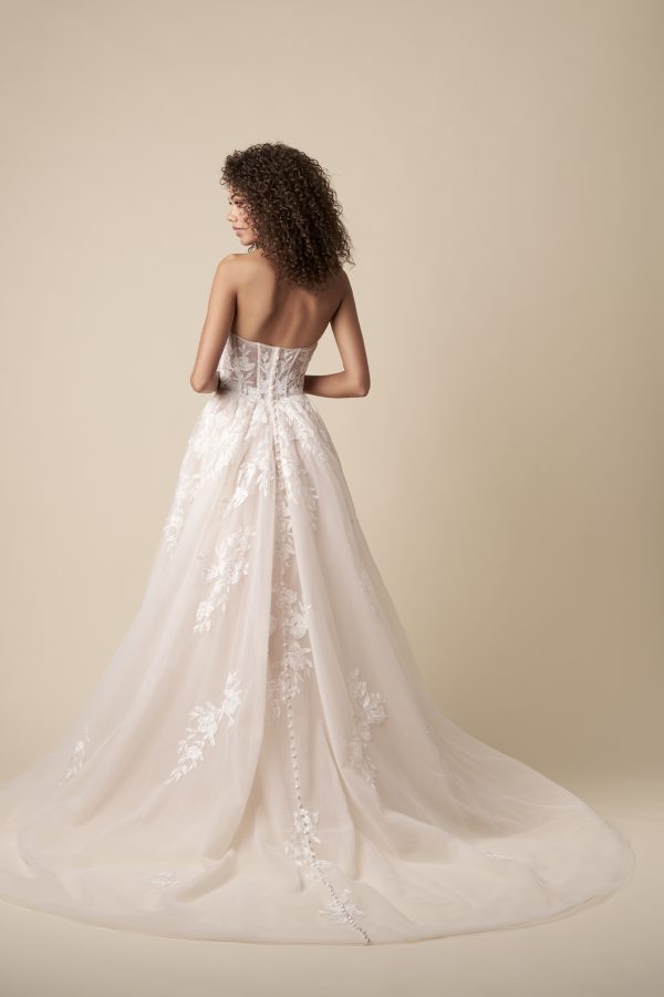 Romantic And Ethereal Strapless Tulle A-Line Wedding Dress With Buttons by Kleinfeld Collection - Image 3