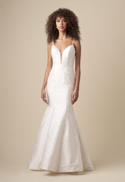 Chic And Unique Pearl Fit-and-Flare Wedding Dress With Open Back by The Kleinfeld Collection