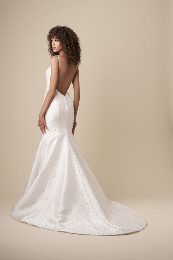 Chic And Unique Pearl Fit-and-Flare Wedding Dress With Open Back by Kleinfeld Collection - Image 3