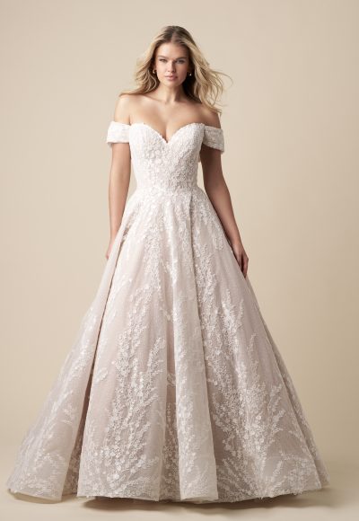 Grand And Sparkly Floral Off-the-Shoulder Ball Gown by The Kleinfeld Collection