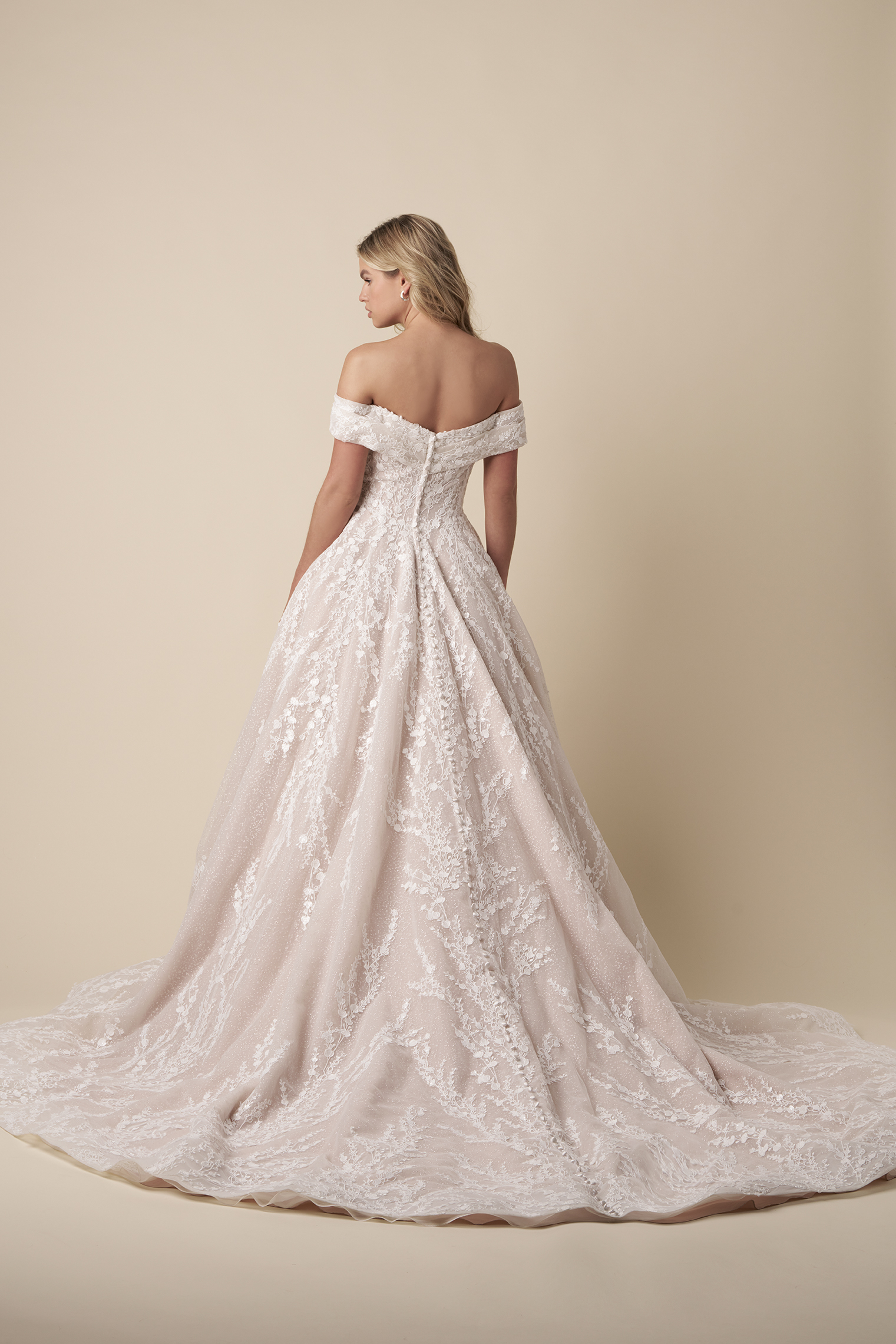 Grand And Sparkly Floral Off-the-Shoulder Ball Gown by Kleinfeld Collection - Image 3