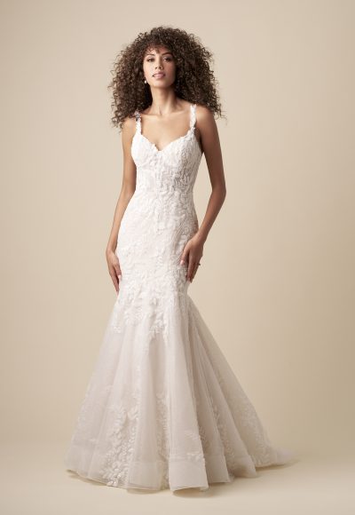 Unique And Sparkly Fit-and-Flare Wedding Dress With Overskirt by Kleinfeld Collection