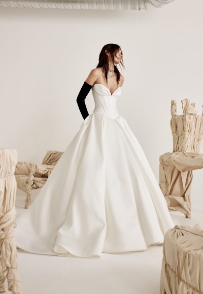 Chic And Dramatic Silk Ball Gown With Corset Bodice by Rivini