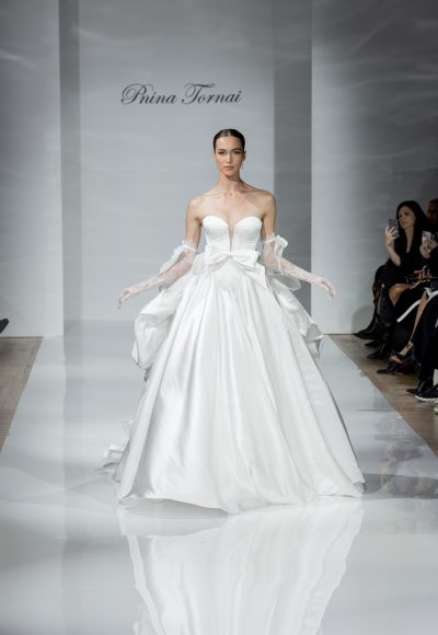 Chic And Contemporary Basque-Waist Satin Ball Gown by Pnina Tornai