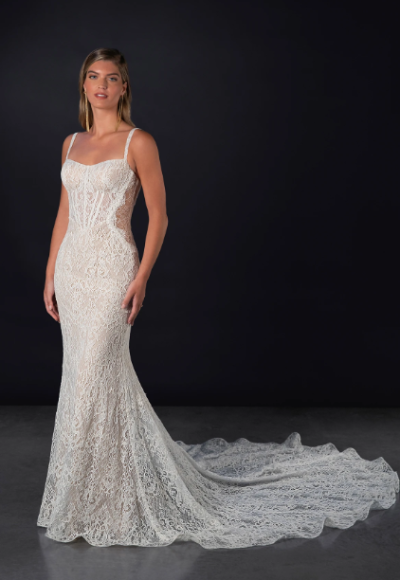 Chic And Sexy Lace Fit-and-Flare Wedding Dress With Open Back by Martina Liana