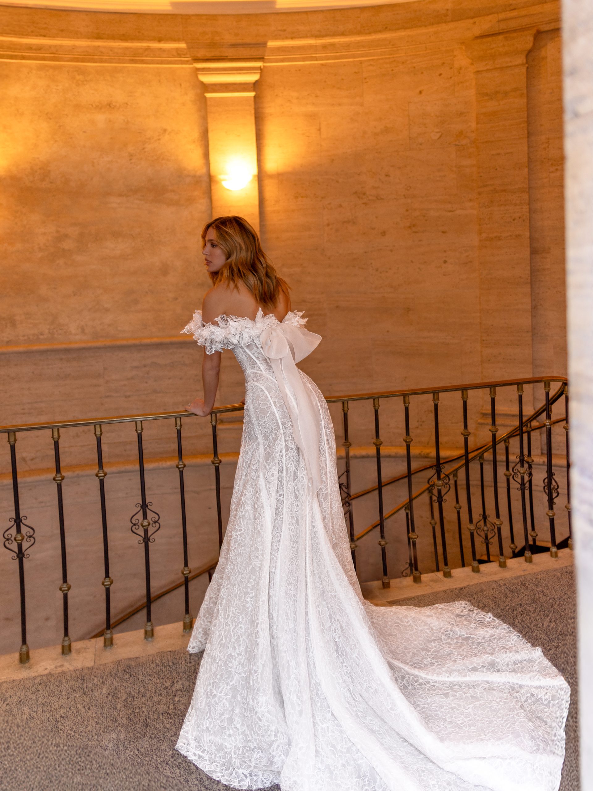 Romantic Off-The-Shoulder Modified A-Line Wedding Dress by Pnina Tornai - Image 2