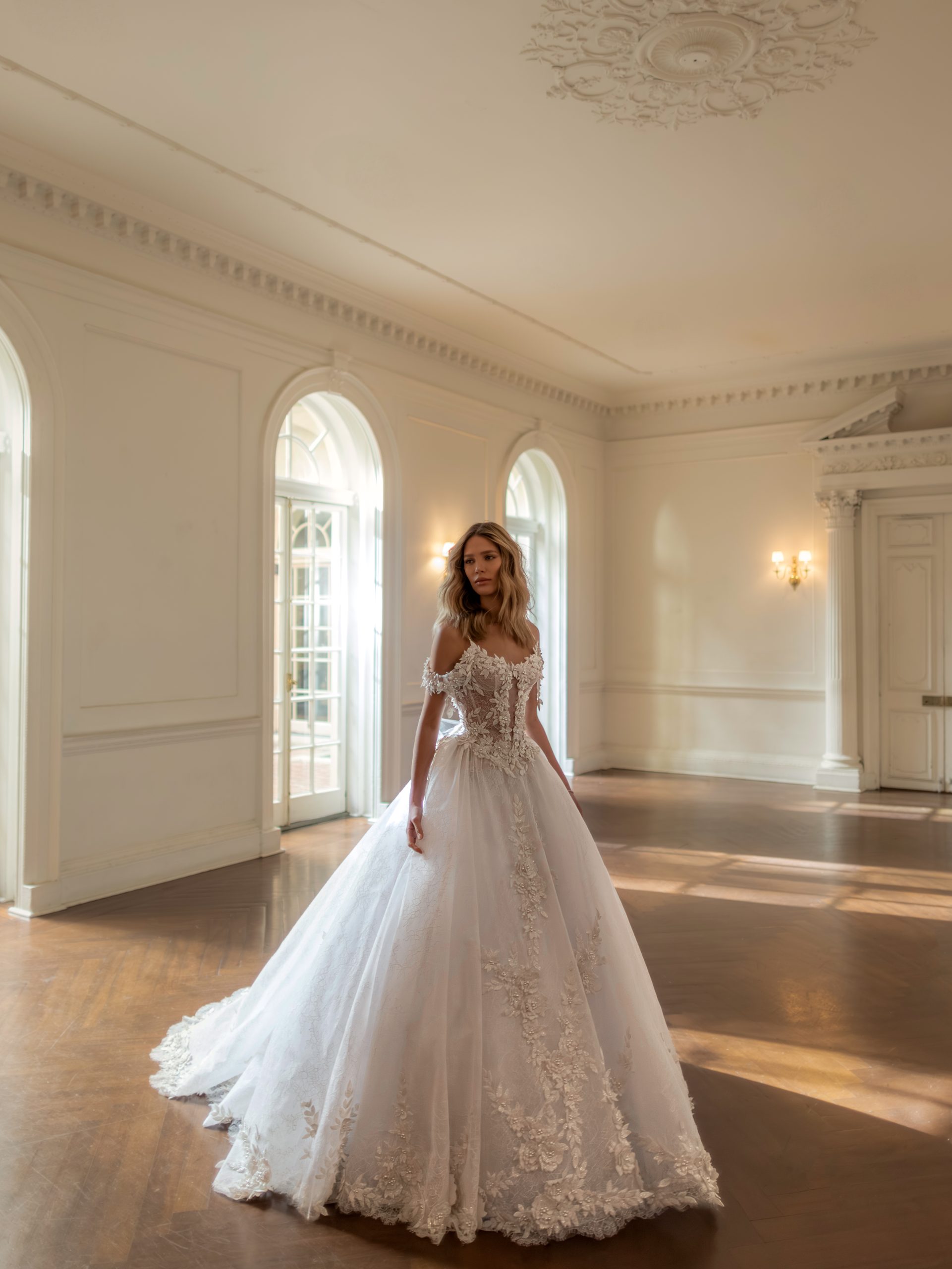 Dramatic And Romantic Floral Embellished Lace Ball Gown by Pnina Tornai - Image 5