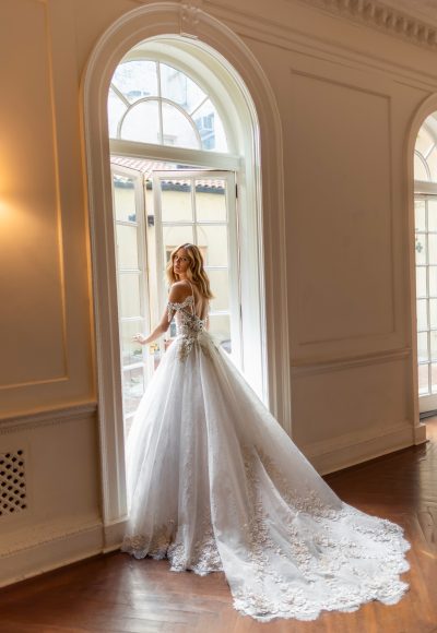 Dramatic And Romantic Floral Embellished Lace Ball Gown by Pnina Tornai - Image 4