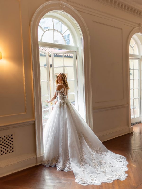 Dramatic And Romantic Floral Embellished Lace Ball Gown by Pnina Tornai - Image 4