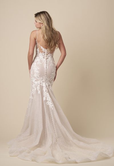 Romantic And Modern Floral Fit-and-Flare Wedding Dress With Open Back by Kleinfeld Collection - Image 2