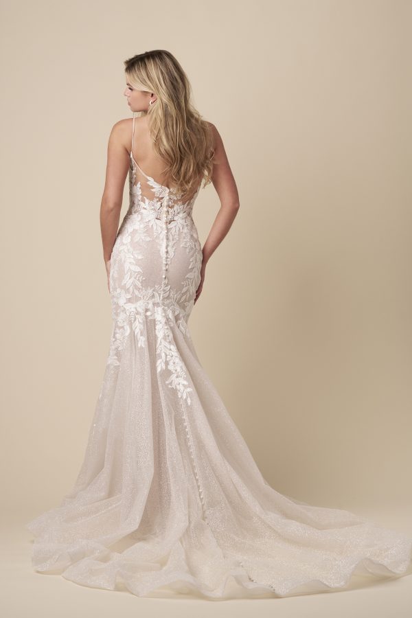 Romantic And Modern Floral Fit-and-Flare Wedding Dress With Open Back by Kleinfeld Collection - Image 2