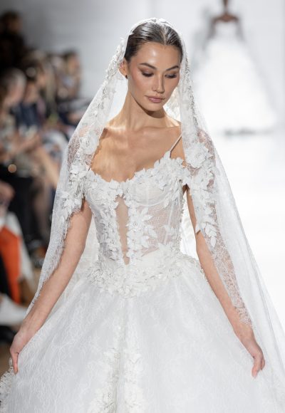 Dramatic And Romantic Floral Embellished Lace Ball Gown by Pnina Tornai - Image 2