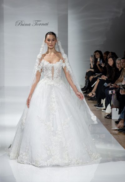 Dramatic And Romantic Floral Embellished Lace Ball Gown by Pnina Tornai