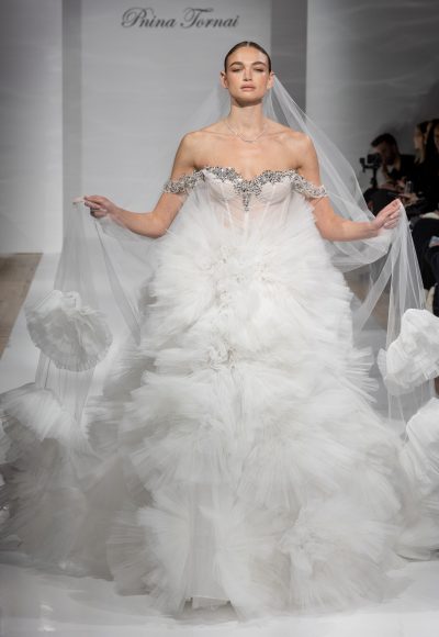 Dramatic And Glamorous Crystal Embellished Tulle Ball Gown by Pnina Tornai