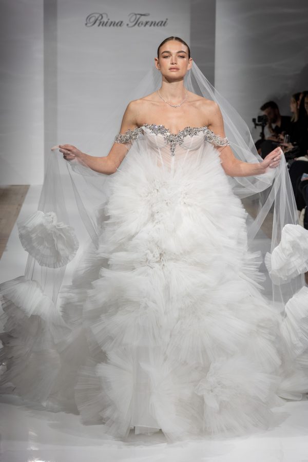 Dramatic And Glamorous Crystal Embellished Tulle Ball Gown by Pnina Tornai - Image 5