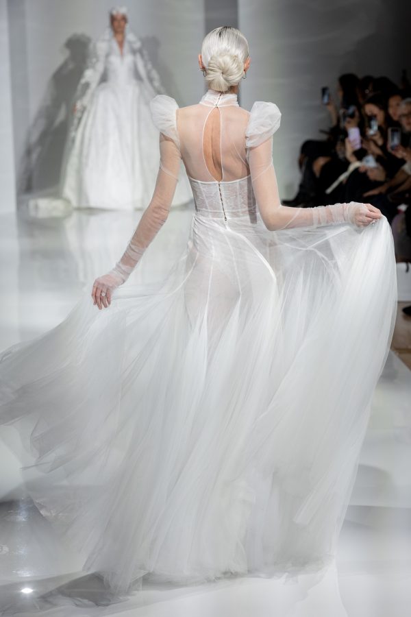 Romantic And Feminine Puff Sleeve Tulle A-Line Wedding Dress by Pnina Tornai - Image 2