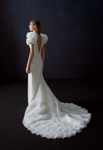 Unique And Fashion-Forward High-Neck Sheath Wedding Dress by Pronovias - Image 2