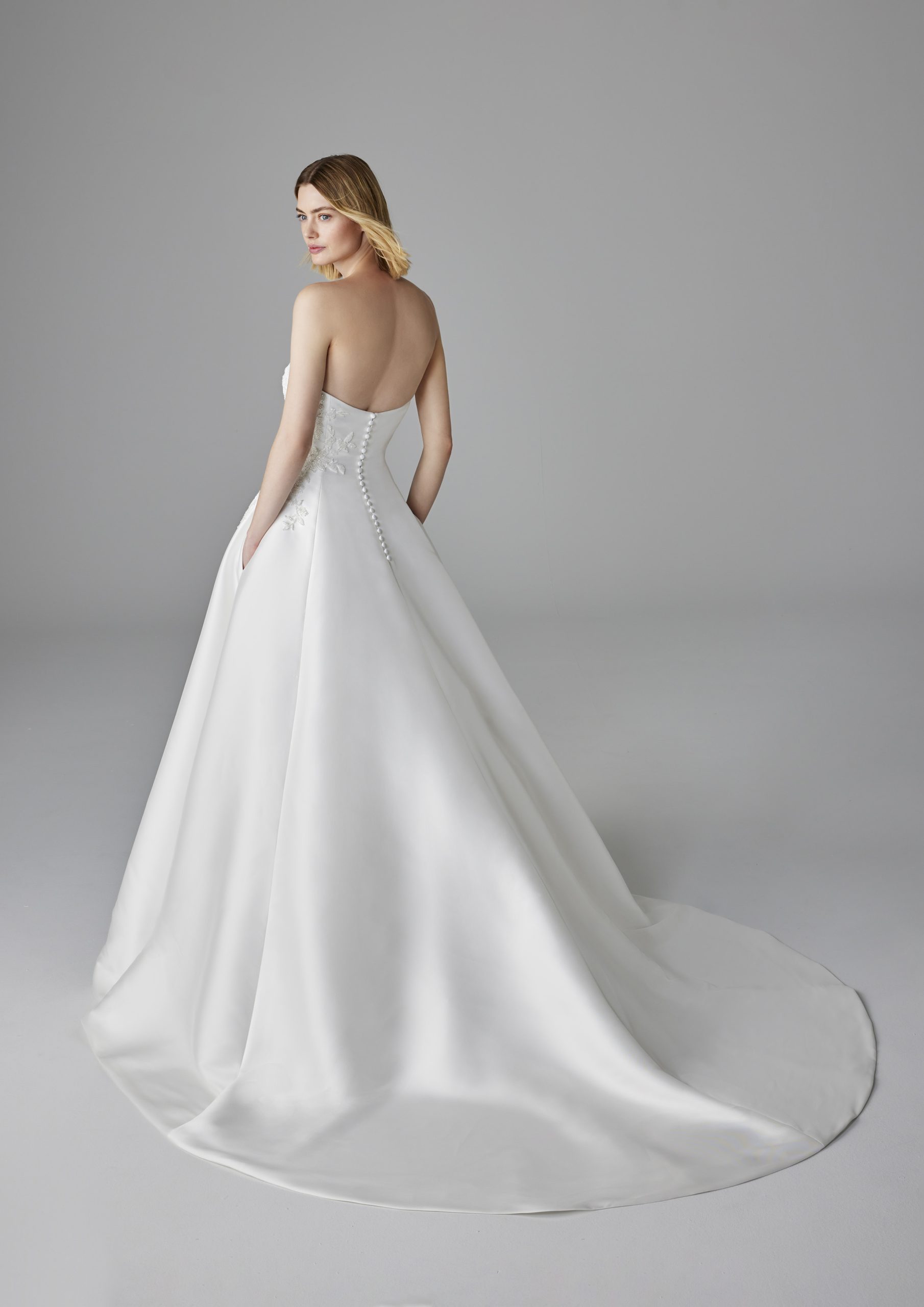 Strapless Embellished Silk Ball Gown With Pockets by Pronovias - Image 2