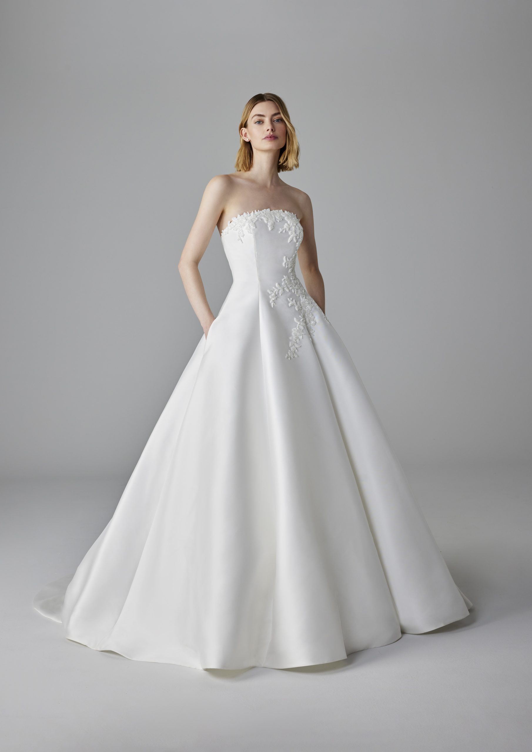 Strapless Embellished Silk Ball Gown With Pockets by Pronovias - Image 1