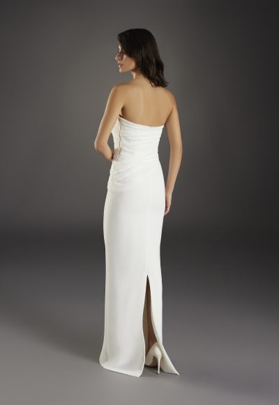 Sleek And Sophisticated Sheath Wedding Dress With Detachable Train And Puff Sleeves by Pronovias - Image 2