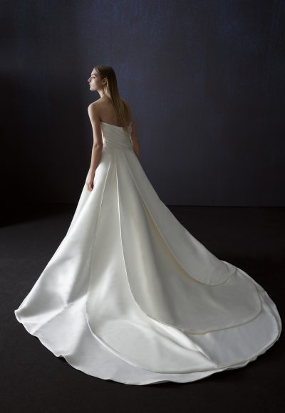 Simple And Chic Draped Ball Gown With Layered Train by Pronovias - Image 2