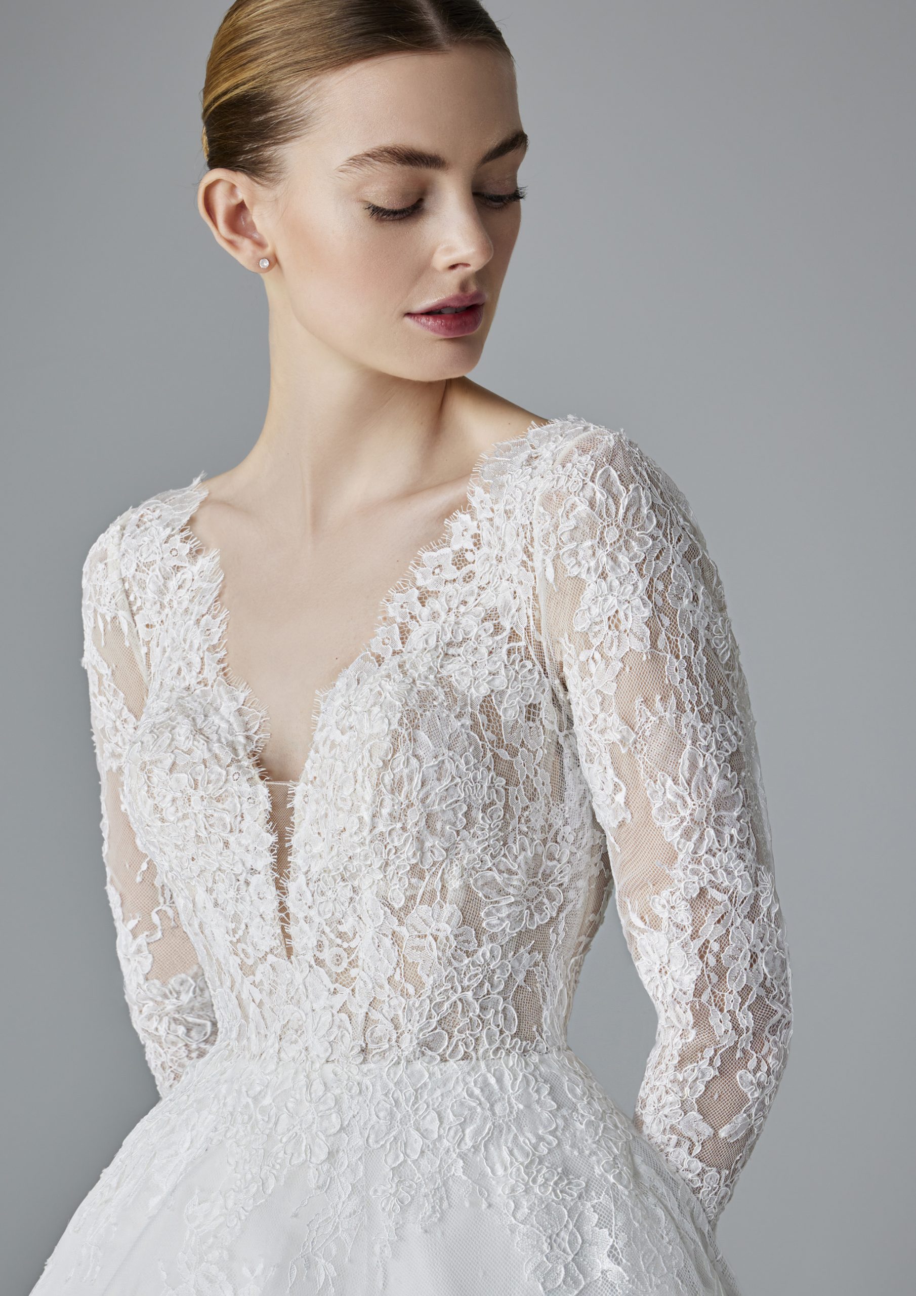 Romantic And Classic Long Sleeve Lace Ball Gown by Pronovias - Image 1