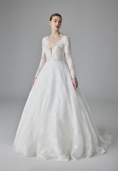 Romantic And Classic Long Sleeve Lace Ball Gown by Pronovias - Image 2