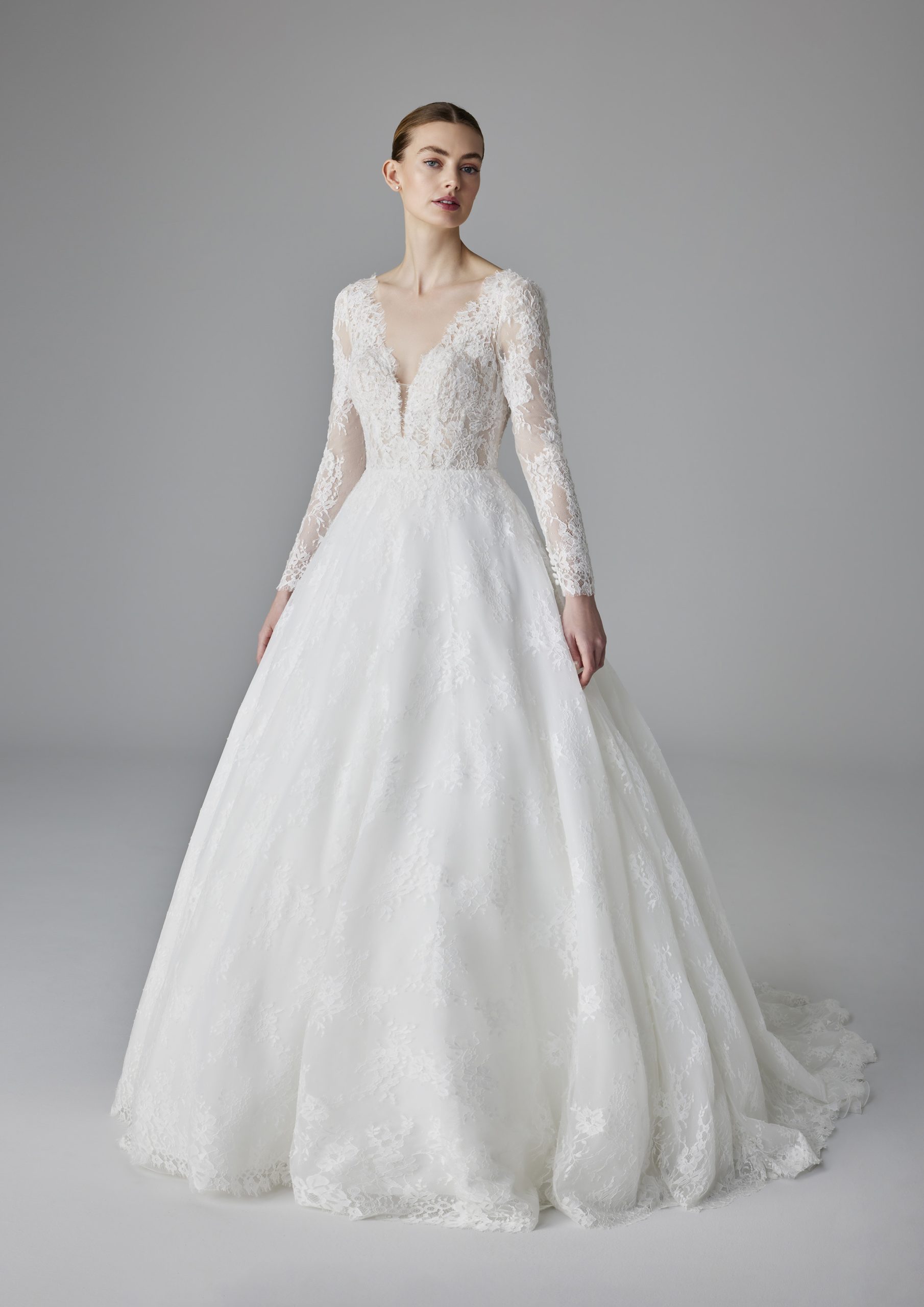 Romantic And Classic Long Sleeve Lace Ball Gown by Pronovias - Image 2