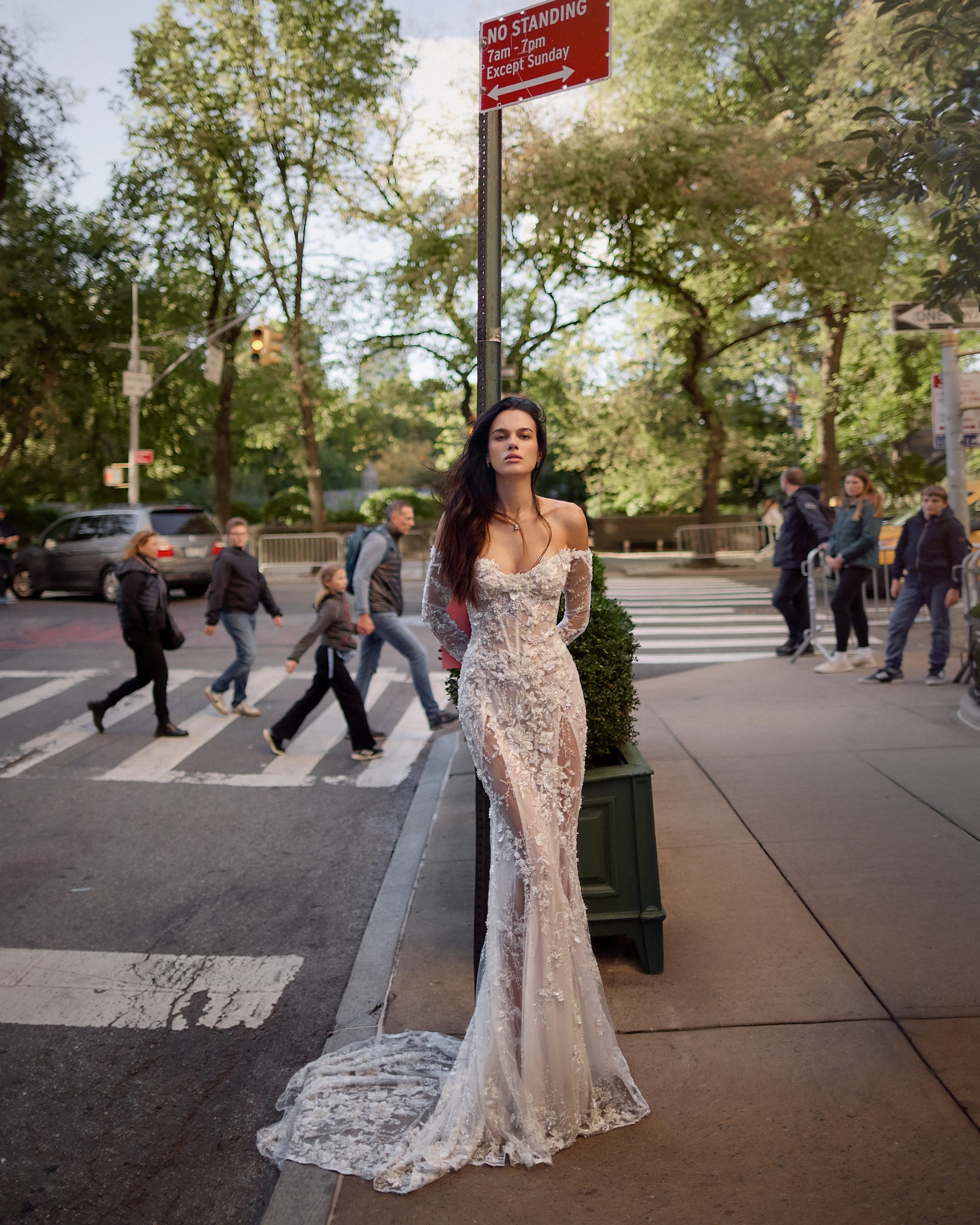 Beaded Off-the-Shoulder Long Sleeve Fit-and-Flare Wedding Dress by Love by Pnina Tornai - Image 1