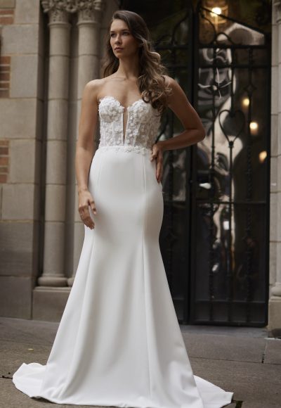 Chic And Romantic 3D Floral Fit-and-Flare Wedding Dress by Verdin Bridal New York