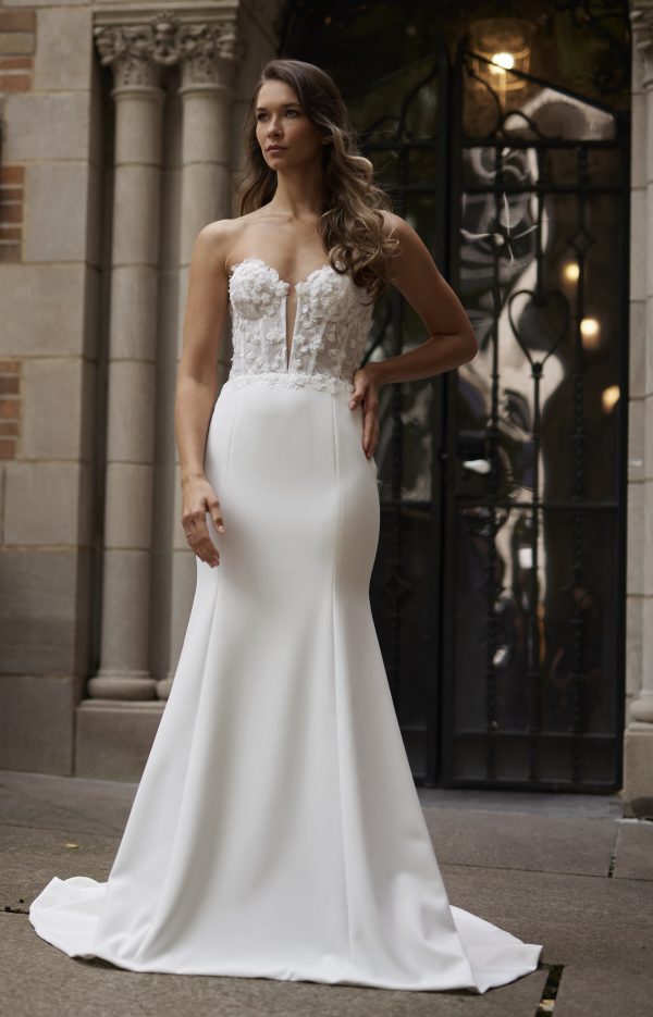 Chic And Romantic 3D Floral Fit-and-Flare Wedding Dress by Verdin Bridal New York - Image 1